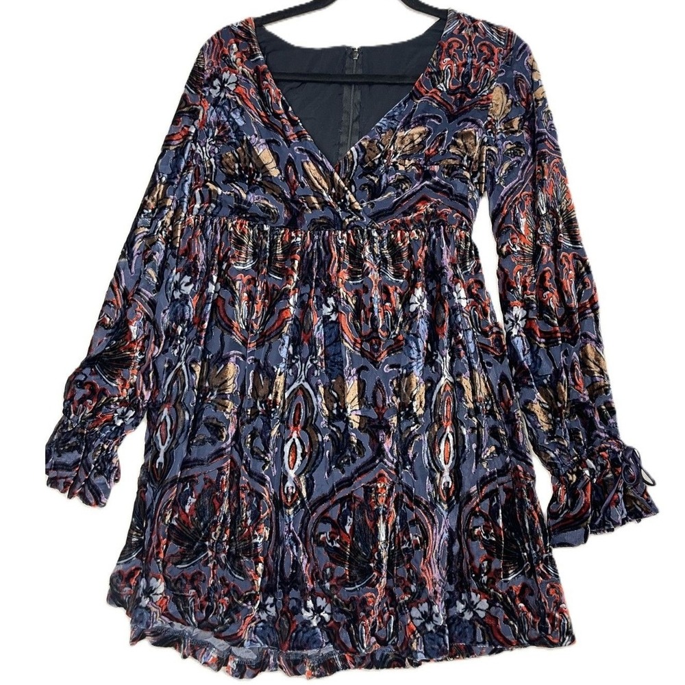 Urban Outfitters Black Velvet Burnout Paisley Mini Dress Small Boho Whimsigoth